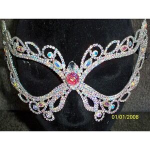 rhinestone silver AB mask, bridal halloween cosplay masquerade costume ball mask